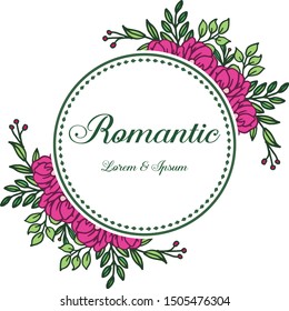 Beauty of pink floral frame for template of wedding card romantic. Vector