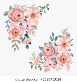beauty pink floral watercolor bouquet