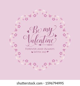Beauty of pink and white floral frame, for greeting card decor happy valentine unique. Vector