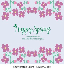 The beauty pink wreath frame, for happy spring greeting card template design. Vector