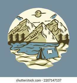 Beauty place for camping graphic illustration vector art t-shirt design