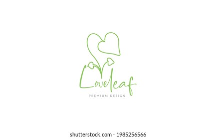 beauty plant lines green love logo symbol vector icon illustration graphic design