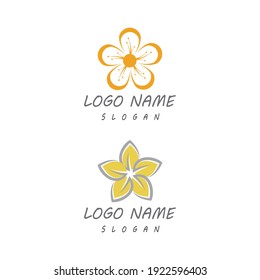 Beauty plumeria icon flowers design illustration Template