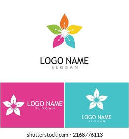 Beauty plumeria icon flowers design illustration Template