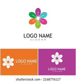Beauty plumeria icon flowers design illustration Template