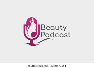 beauty podcast logo icon vector isolated