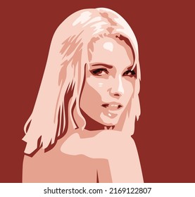 Beauty portrait of a girl with long blond hair, vector illustration. Avatar for a social network.