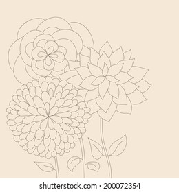 Beauty postcard in light tones. Summer illustration with flowers. Ideal for celebration card or poster
