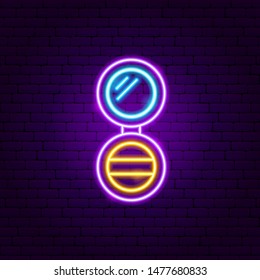 Beauty Powder Neon Sign. Vector Illustration of Cosmetics Promotion.