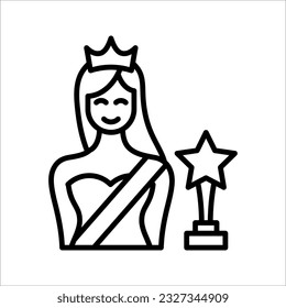beauty princess wearing crown icon, vector illustration on white background