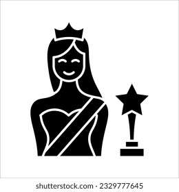 beauty princess wearing crown icon, vector illustration on white background