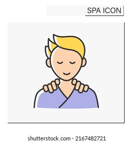 Beauty Procedure Color Icon.Medical Body Massage For Shoulder Reduction. Reducing Stress Level. Cosmetology. Spa Concept. Isolated Vector Illustration