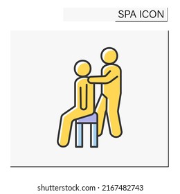 Beauty procedure color icon.Medical body massage for back reduction. Cosmetology. Spa concept. Isolated vector illustration