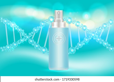 Beauty product ad design, blue cosmetic container with collagen solution advertising background ready to use, luxury skin care banner, illustration vector.