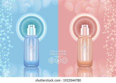 Beauty product ad design, night and day skin solution ad, cosmetic advertising background ready to use, illustration vector.