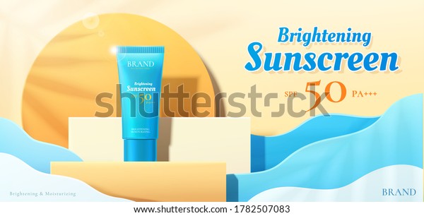 Beauty Product Ad Template Sunscreen Mockup Stock Vector (Royalty Free ...