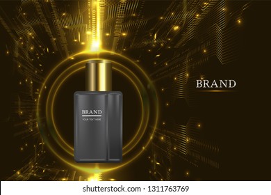 Beauty product, Black cosmetic container with advertising background ready to use, luxury skin care ad. illustration vector.	
