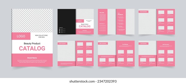 Beauty product catalog design for ladies or cosmetics catalog layout template