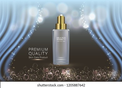 Beauty product, cosmetic container with advertising background ready to use, luxury skin care ad, illustration vector.