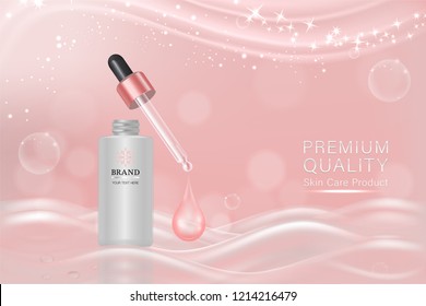 Beauty product, cosmetic container with advertising background ready to use, luxury skin care ad, illustration vector.	