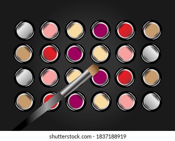 Beauty product or cosmetic with make up brush vector art. Editable eps file available	