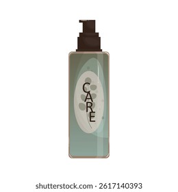 Beauty product in dispenser bottle in flat design. Liquid skin care cosmetic. Vector illustration isolated.