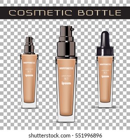 Beauty product glass package. Vector illustration. Cosmetic bottle for spray cream.