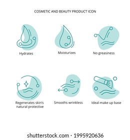 Beauty product icon set for treatment, cream, mask, make up cosmetic. For web, packaging design. Vector stock illustration isolated on white background. EPS10