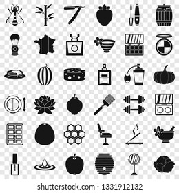 Beauty product icons set. Simple style of 36 beauty product vector icons for web for any design