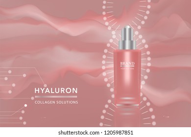 Beauty product, pink cosmetic container with advertising background ready to use, luxury skin care ad. illustration vector.	