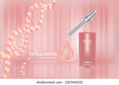 Beauty product, pink cosmetic container with advertising background ready to use, luxury skin care ad. illustration vector.