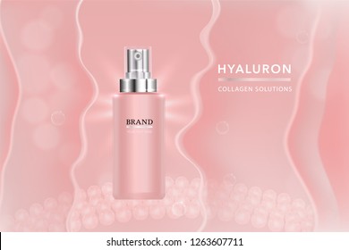 Beauty product, pink cosmetic container with advertising background ready to use, luxury skin care ad. illustration vector.