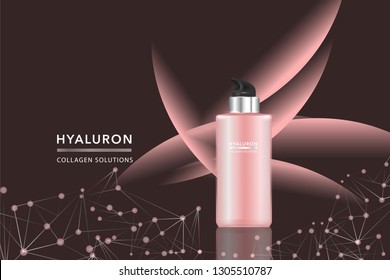 Beauty product, pink cosmetic container with advertising background ready to use, luxury skin care ad, illustration vector.