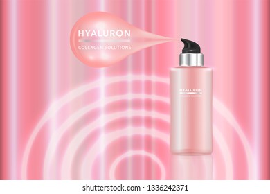 Beauty product, pink cosmetic container with advertising background ready to use, luxury skin care ad, illustration vector.	