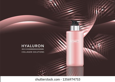 Beauty product, pink cosmetic container with advertising background ready to use, luxury skin care ad, illustration vector.