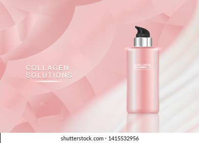 Beauty product, pink cosmetic container with advertising background ready to use, luxury skin care ad, illustration vector.	