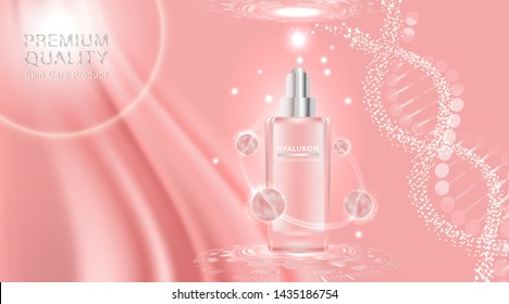 Beauty product, pink cosmetic container with advertising background ready to use, luxury skin care ad, illustration vector.