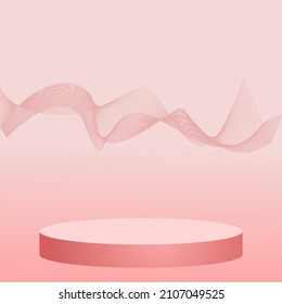 beauty product podium in pink tones. wavy line.