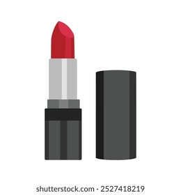 Produto de beleza batom vermelho isolado no fundo branco. Ilustração vetorial