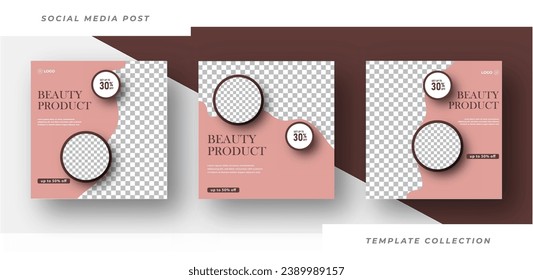 Beauty product skincare Makeup Salon square banner collection Square Flyer Template Design