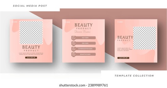 Beauty product skincare Makeup Salon square banner collection Square Flyer Template Design