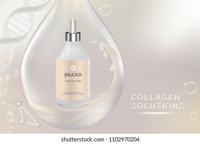 Beauty product, white cosmetic container with advertising background ready to use, luxury skin care ad, vector 3d illustration.