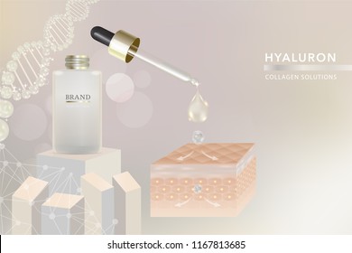 Beauty product, white cosmetic container with advertising background ready to use, luxury skin care ad, vector illustration
