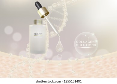 Beauty product, white cosmetic container with advertising background ready to use, luxury skin care ad. illustration vector.	