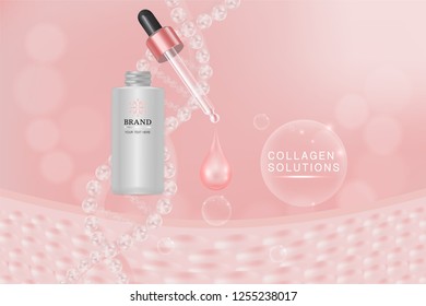 Beauty product, white cosmetic container with pink advertising background ready to use, luxury skin care ad. illustration vector.