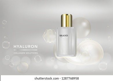 Beauty product, white cosmetic container with advertising background ready to use, luxury skin care ad, illustration vector.	