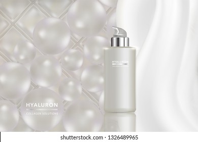 Beauty product, white cosmetic container with advertising background ready to use, luxury skin care ad, illustration vector.
