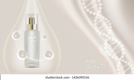 Beauty product, white cosmetic container with advertising background ready to use, luxury skin care ad, illustration vector.