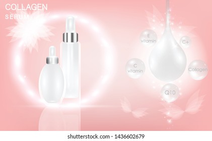 Beauty product, white cosmetic container with pink advertising background ready to use