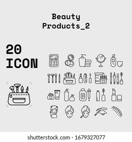 Beauty Products icon set. Flat vector graphic.